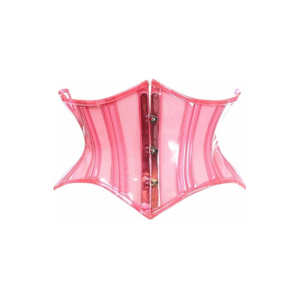 2368 Lavish Clear Pink Curvy Cut Mini Cincher Corset 5X